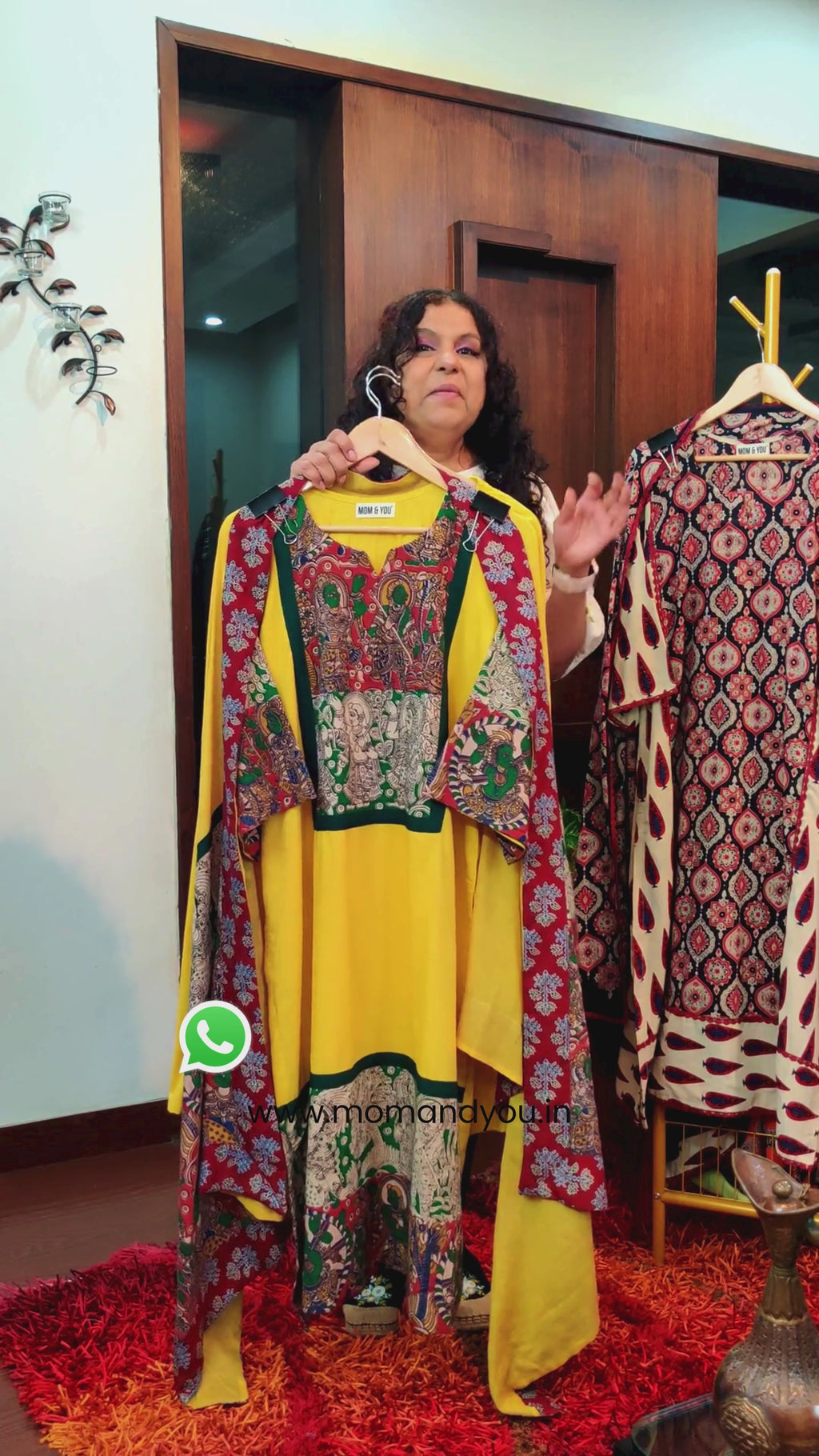 Yellow Cotton Multi-Coloured kalamkari Stitched Suit Set