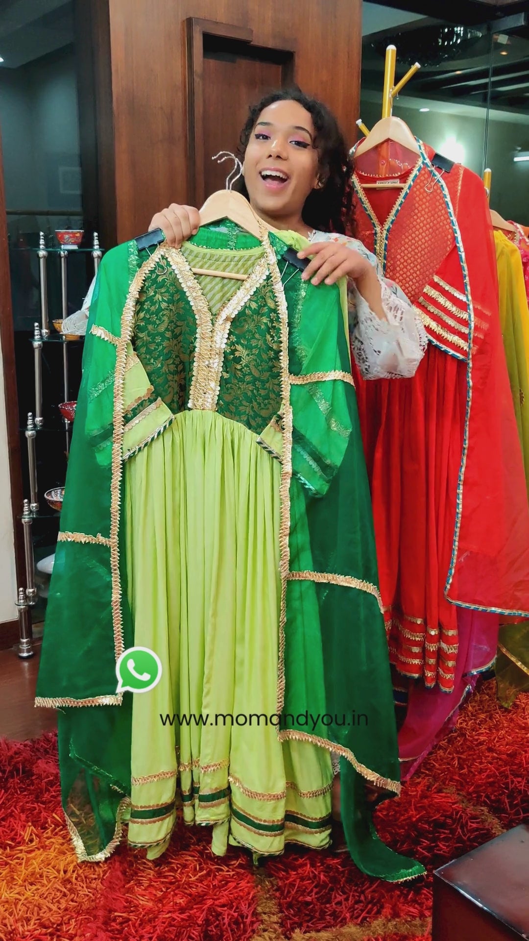 Green Cotton Stitched Anarkali Suit Set