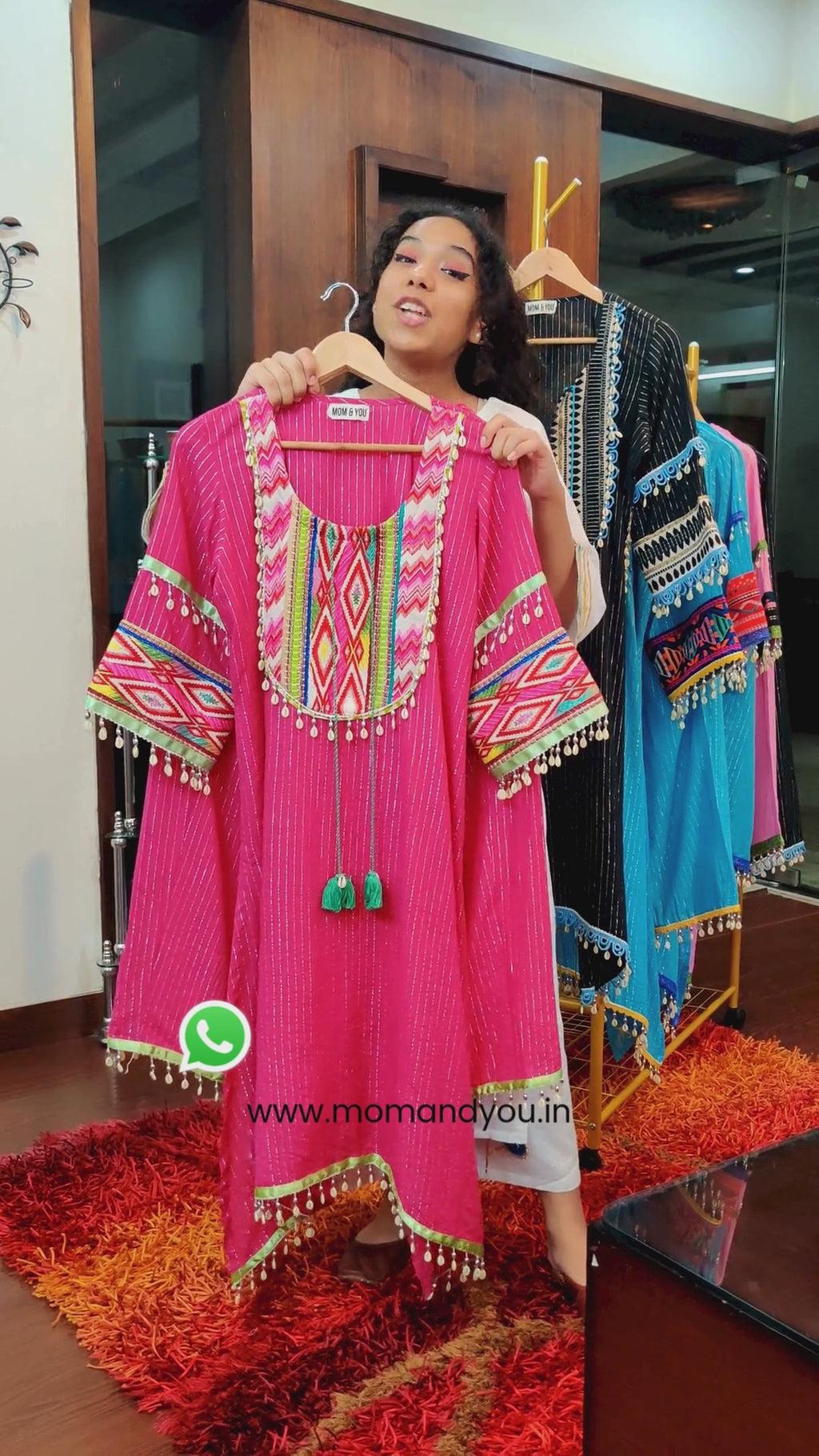 Magenta Multi Colour Embroidered Lurex Cotton Stitched Co-Ord Set